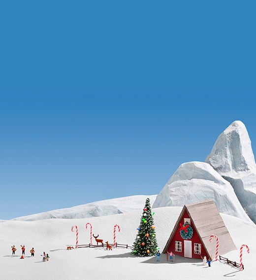 A small house in the snow.
