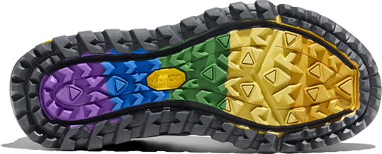 One Merrell Nova 2 shoe in rainbow colours.