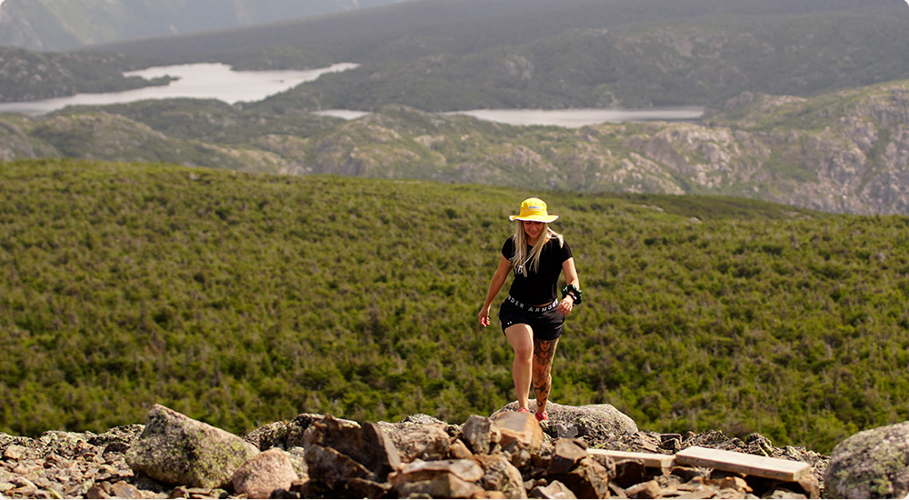 Audrey Normandeau staying on the rocks.