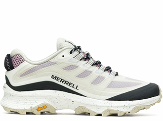 A white and purple Merrell Moab Speed shoe.
