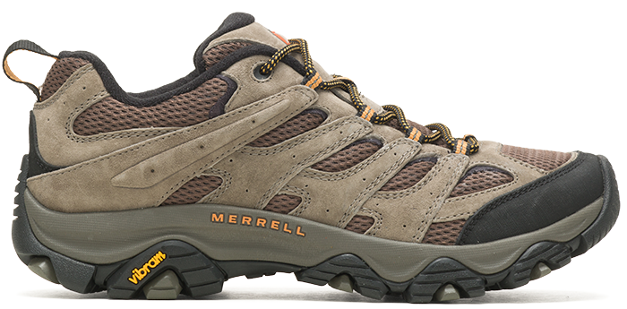 A close up of a Moab 3 hiking shoe.