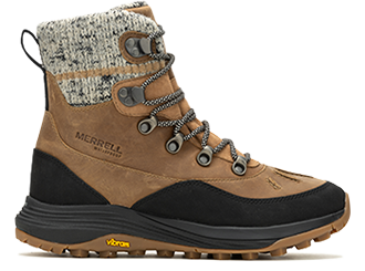 A brown and black Merrell Siren 4 Thermo Mid Zip Waterproof boot.