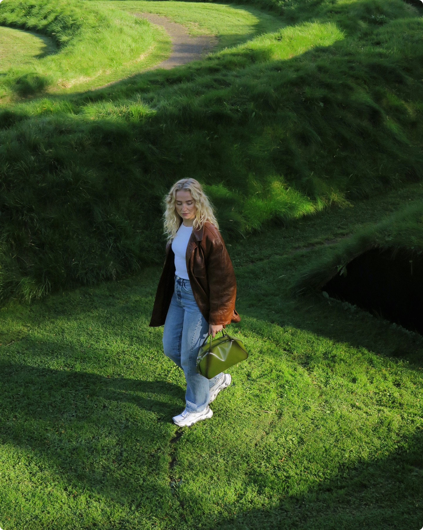 Fanny wearing Merrell shoes in Stockholm