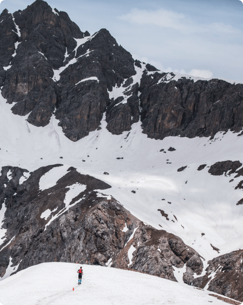 Person on snowy mountain.