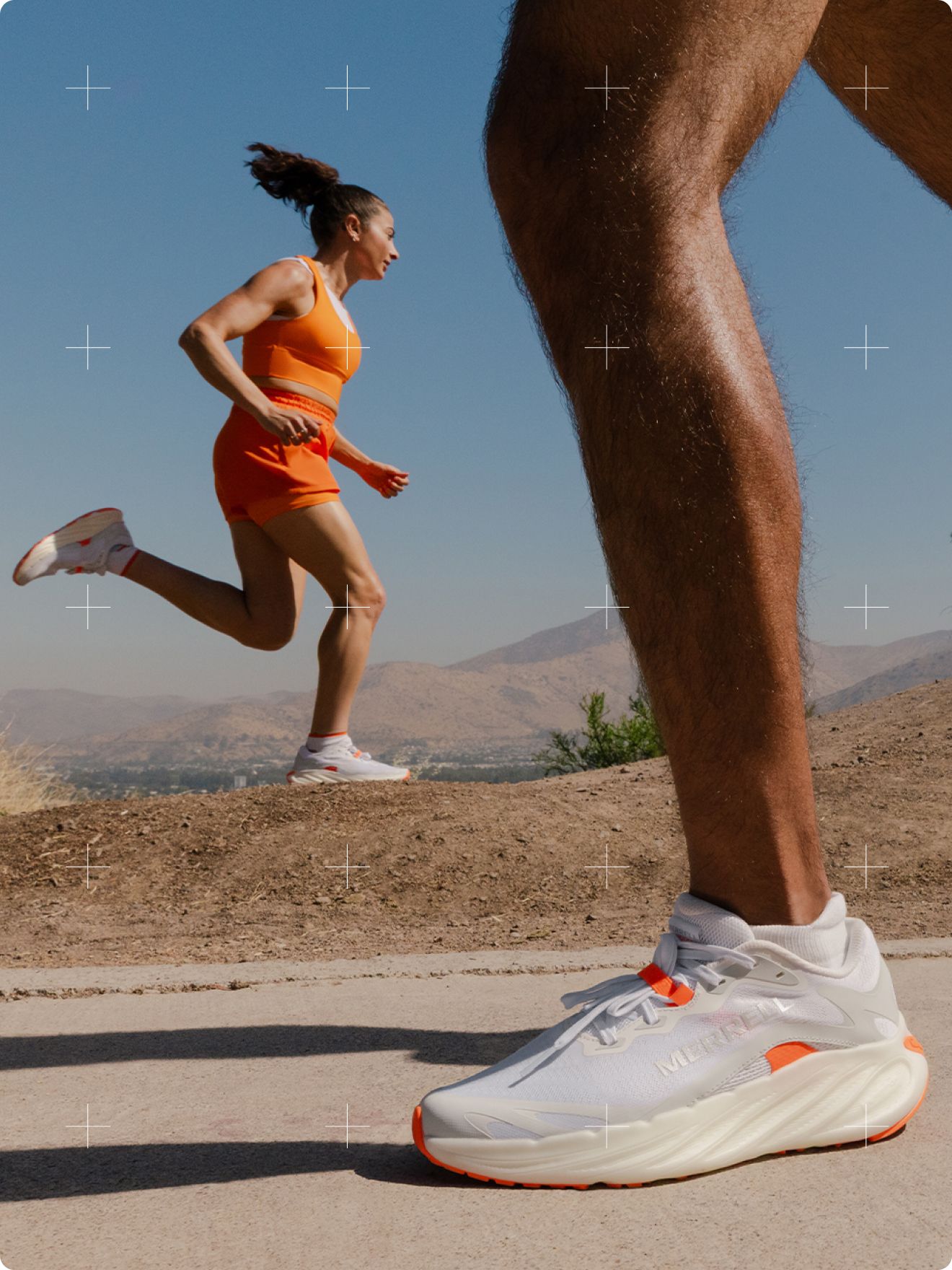 Running on a mountain.