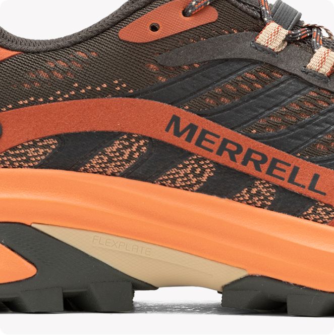 Close-up of a Merrell jungle mocs.