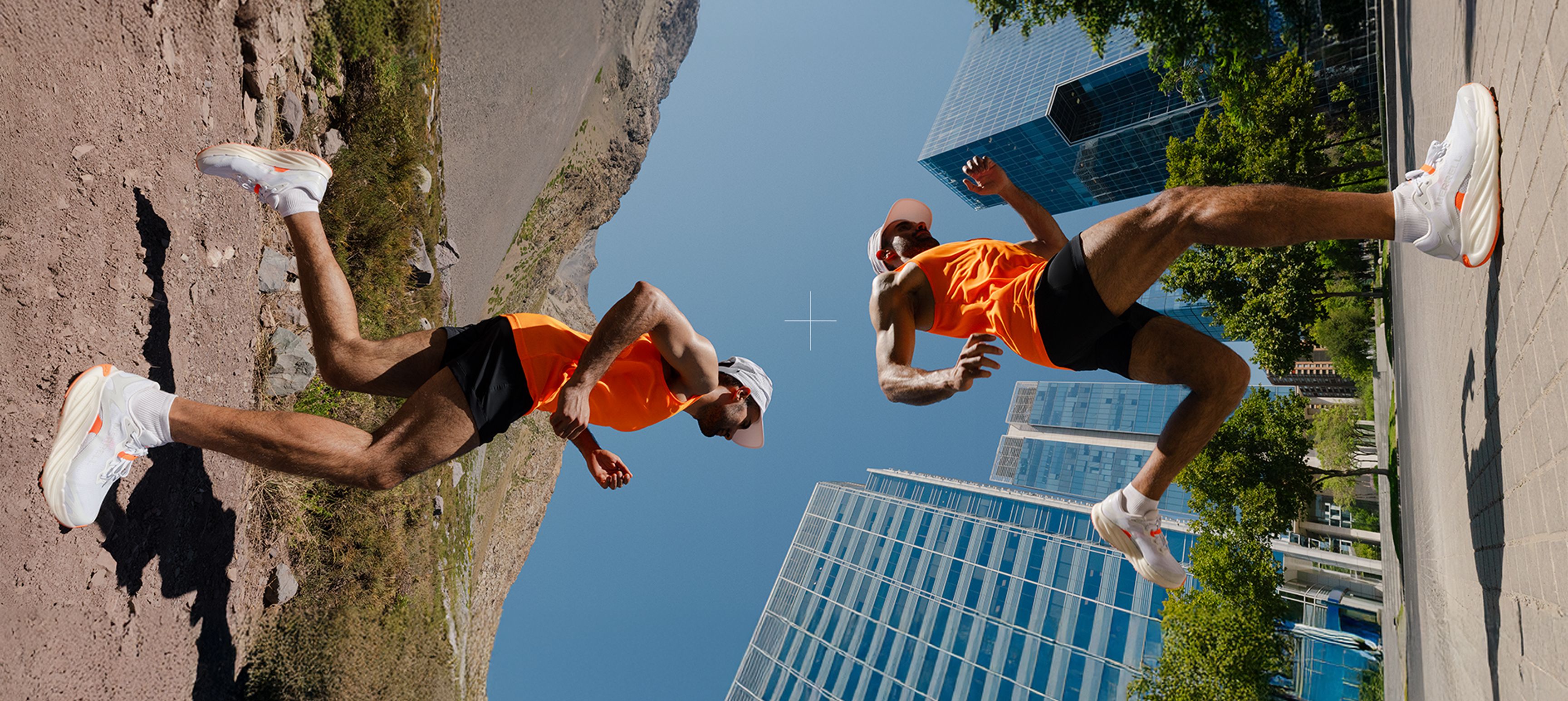 Person running on the street in Merrell gear.