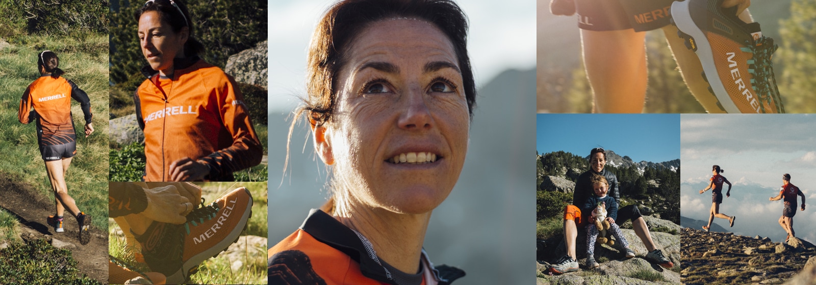 A collage of photos of the Merrell MTL Long Sky and Ranga Debats