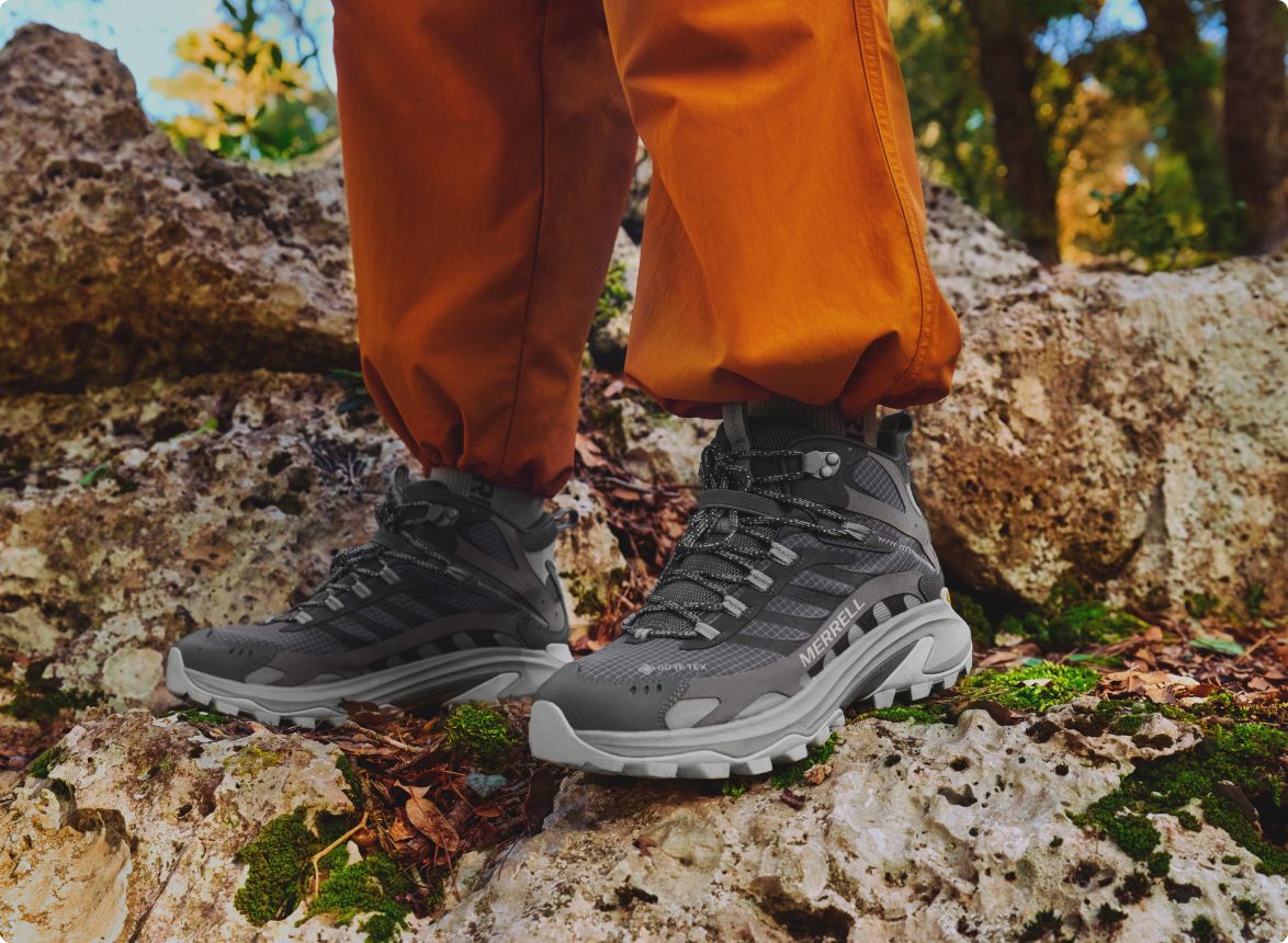 Person hiking in Merrell Moab boots