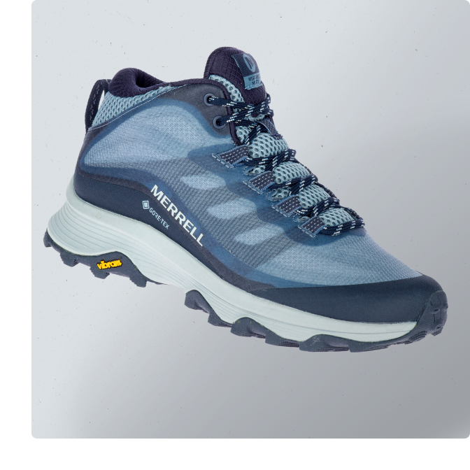 The Moab3 Apex Mid Waterproof, floating in the air.