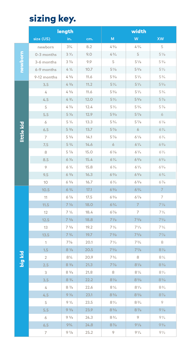 Youth Footwear Size Chart