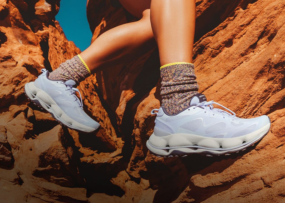 Merrell Sneakers being worn while hiking.