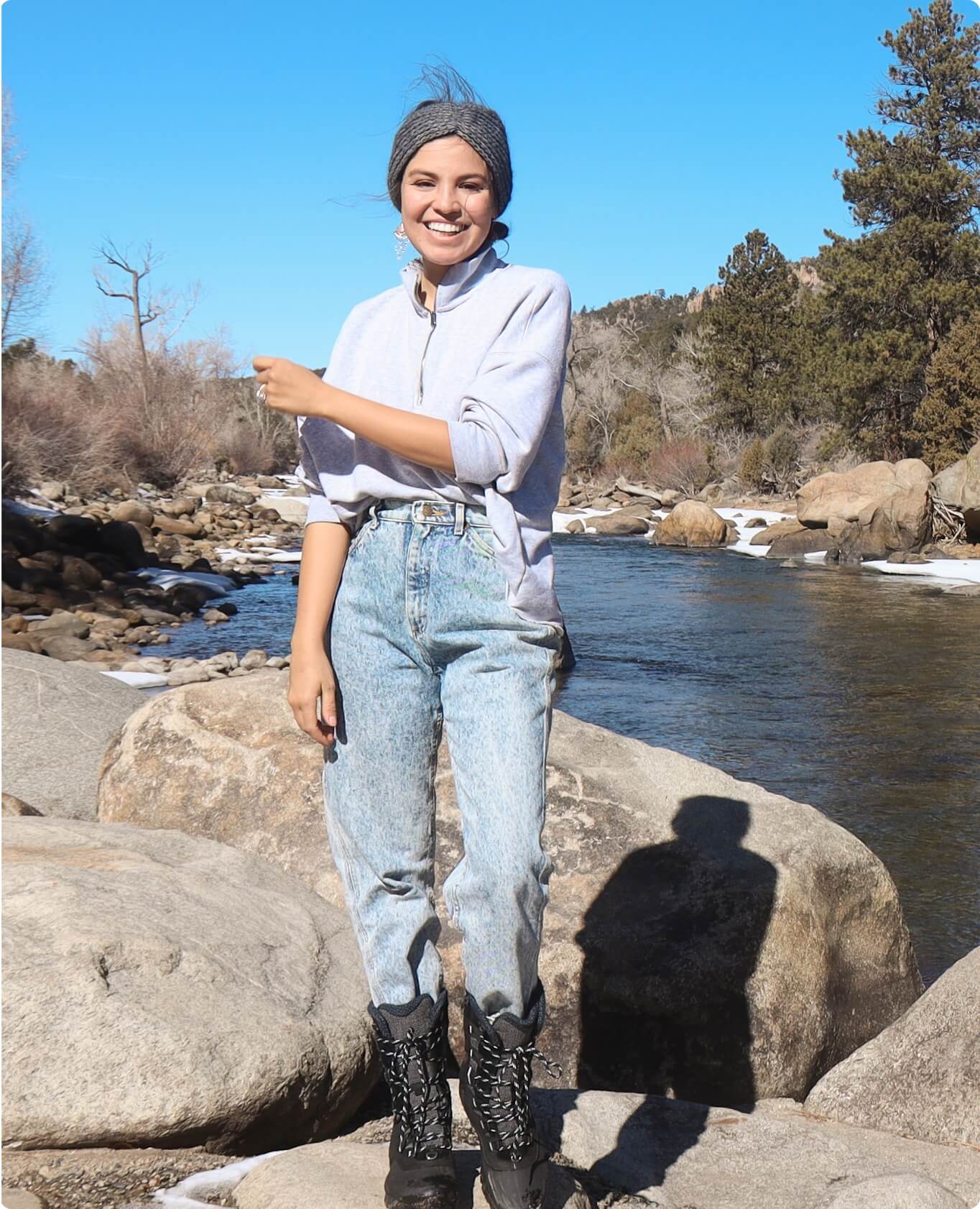 Manuela Baron on the trail in Merrell gear.