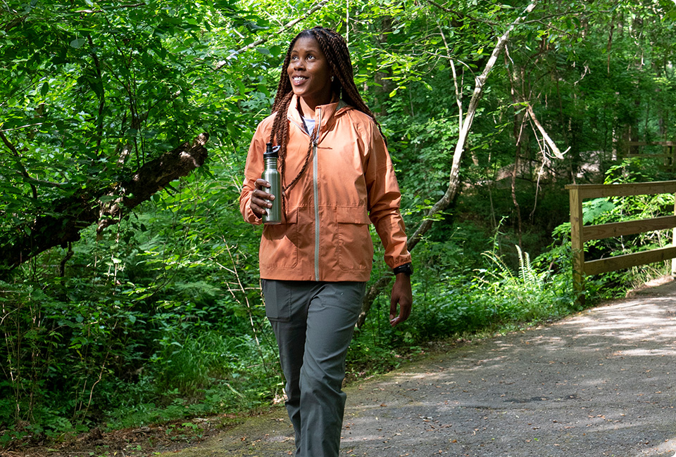 Kim standing outside wearing winter Merrell gear.