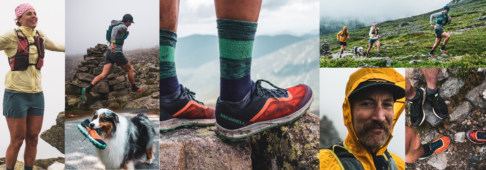 A collage of photos of the Merrell MTL Skyfire