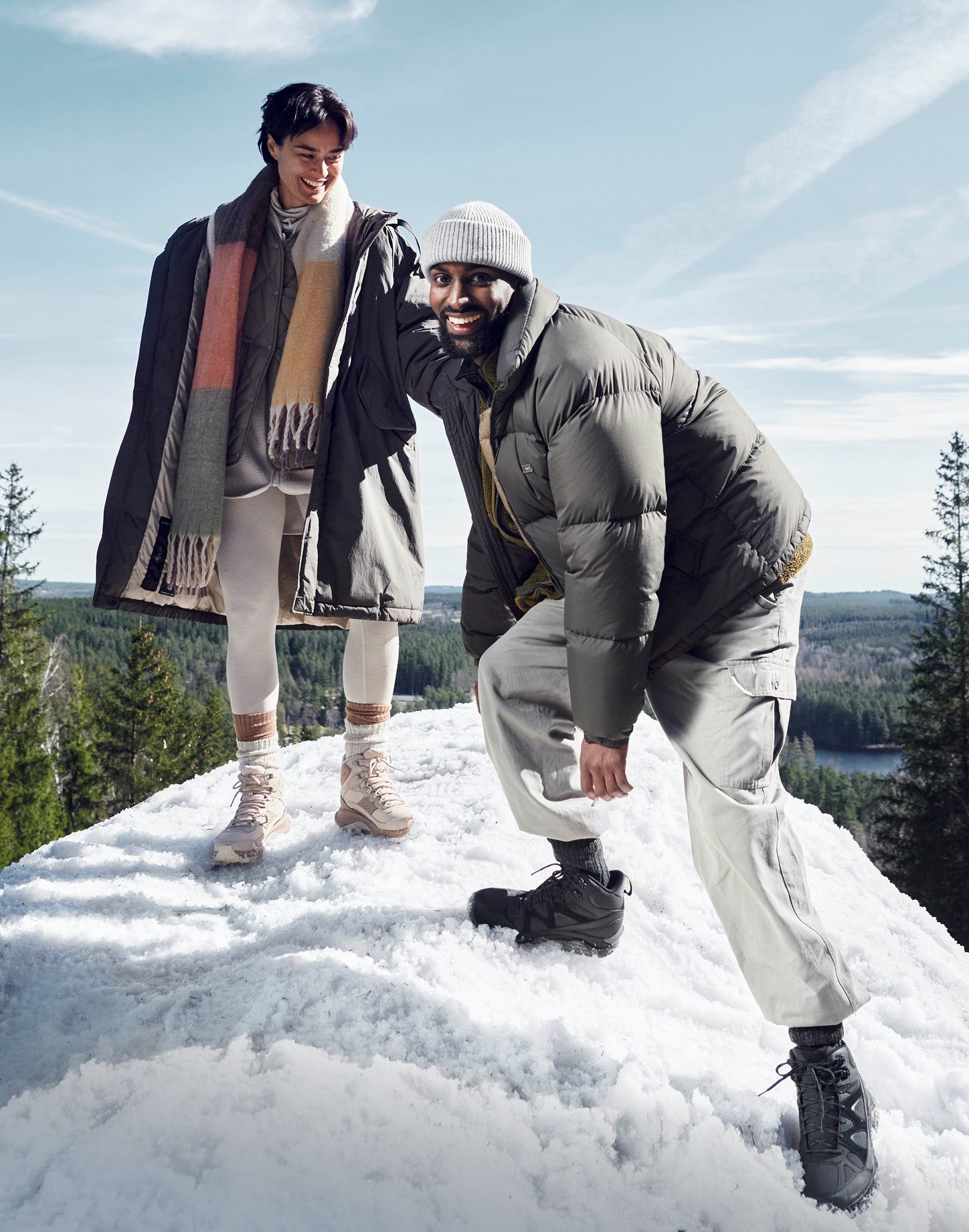 Man in woods wearing Merrell hiking boots