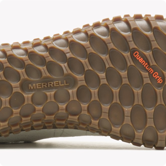 Close-up of a Merrell jungle mocs.