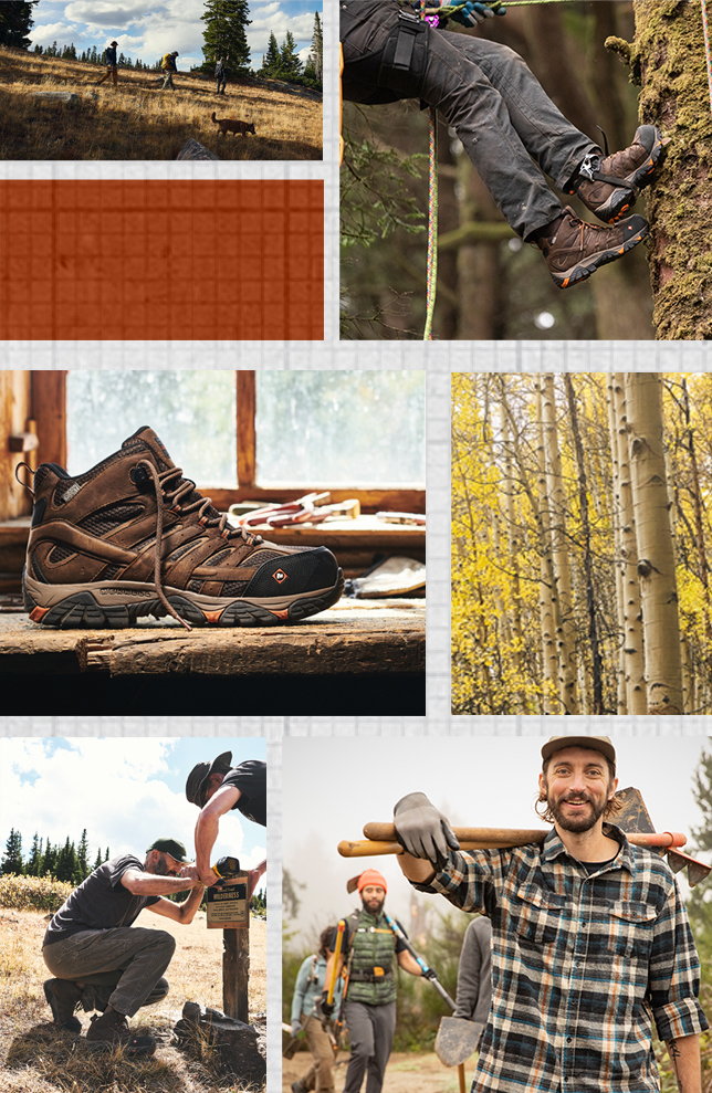 Collage of people wearing Merrell Moab Vertex Boots