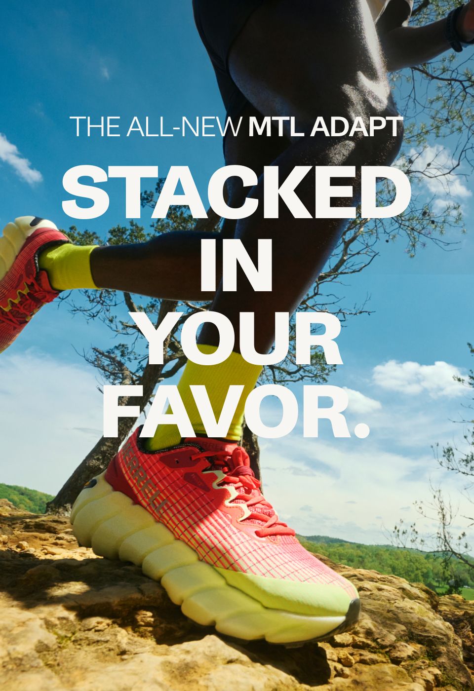 MTL Adapt running and climbing over rocky terrain.