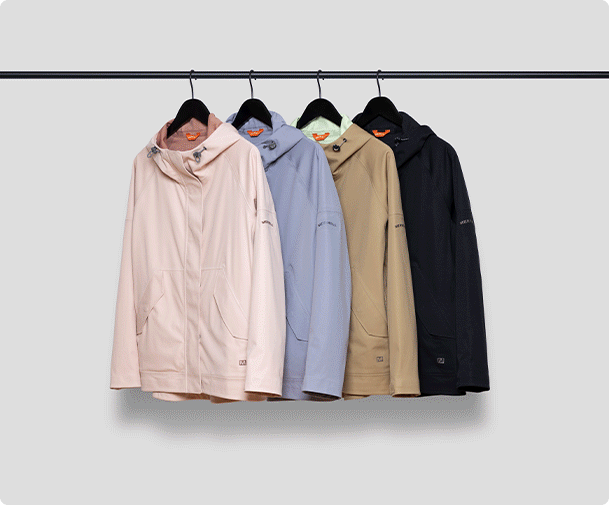 GIF of the whisper rain jacket in different colors.