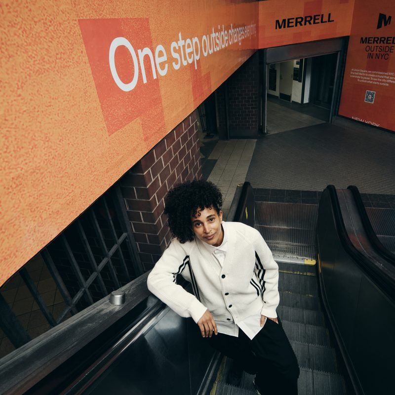 Shantell Martin on a New York City subway platform