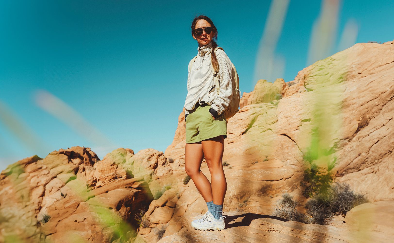 A woman hiking