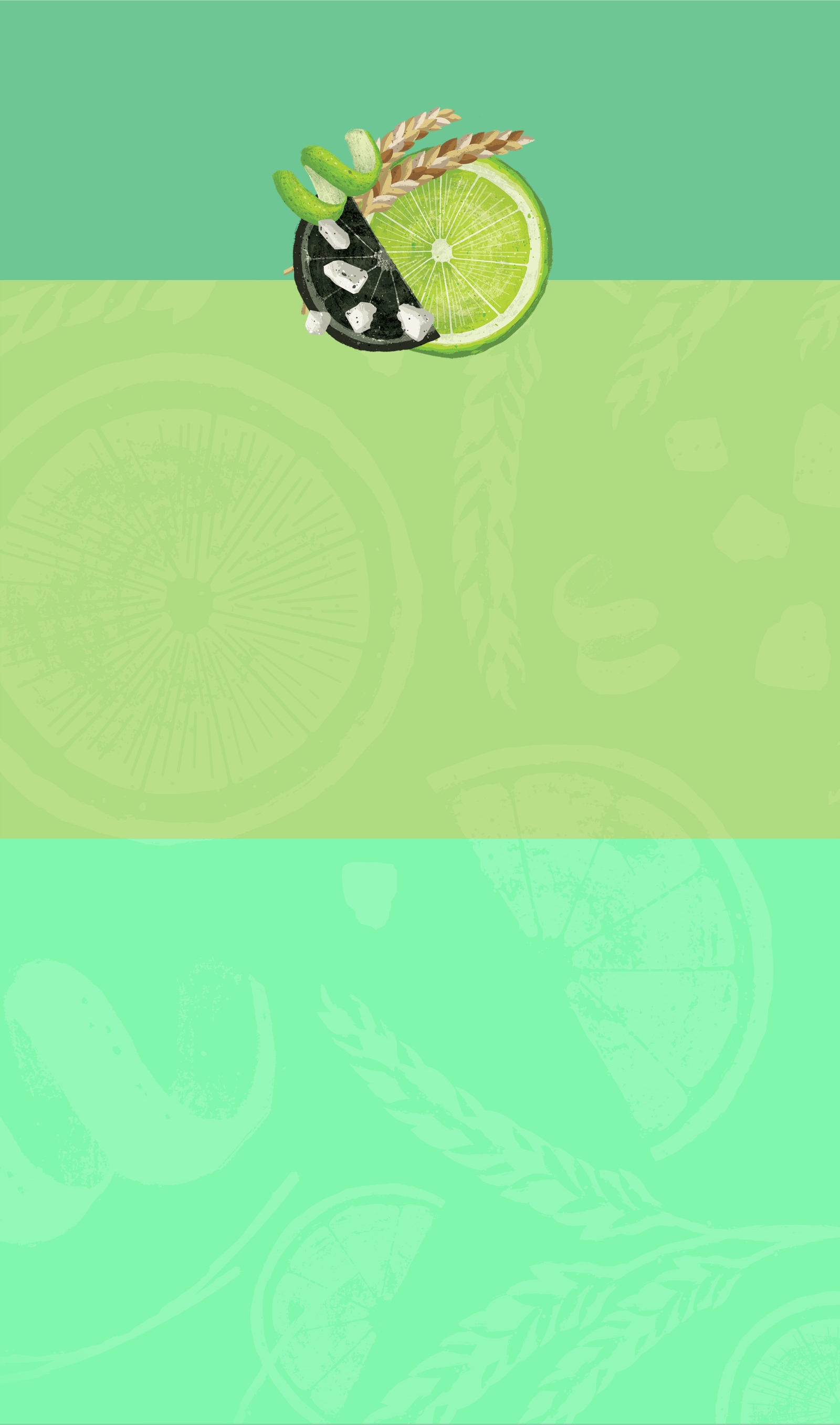 Section background and a graphic of a lime and other SeaQuench Ale ingredients