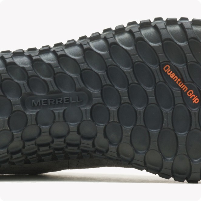 Close-up of a Merrell jungle mocs.