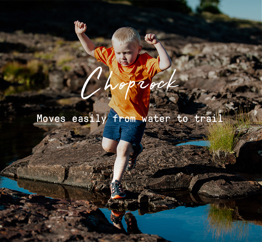 Choprock Moves easily from water to trail