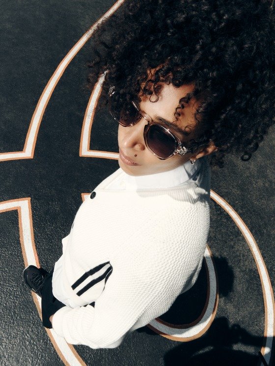 Shantell Martin photographed from above on a New York City street