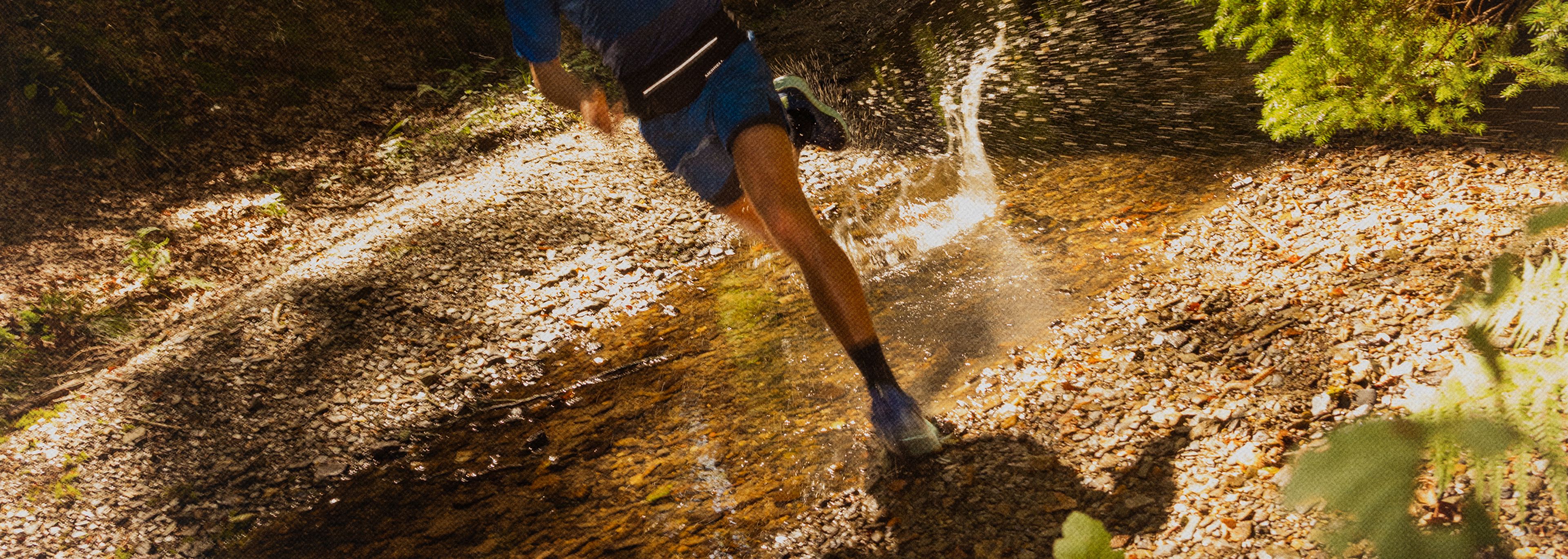 A person running through water