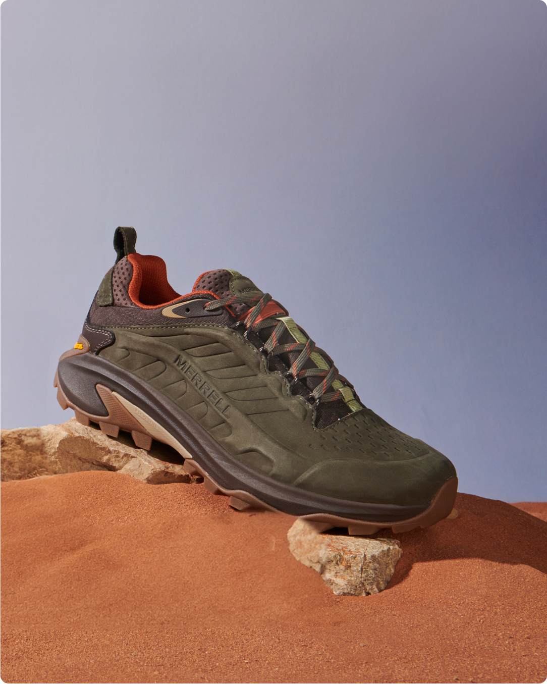 Close up of the new Men's Moab Speed 2 Leather hiking shoe.