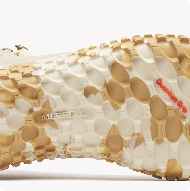 Close-up of a Merrell jungle mocs.