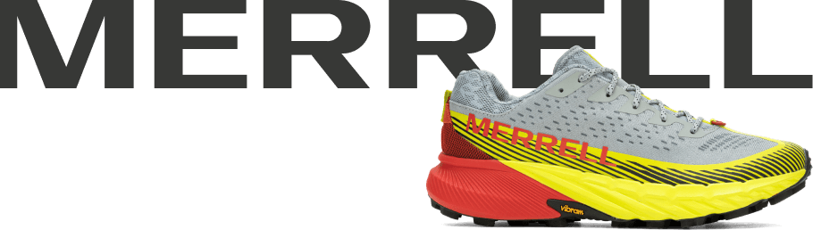 Merrell logo with shoe.
