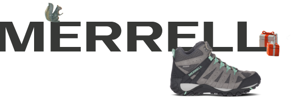 Merrell logo with shoe.